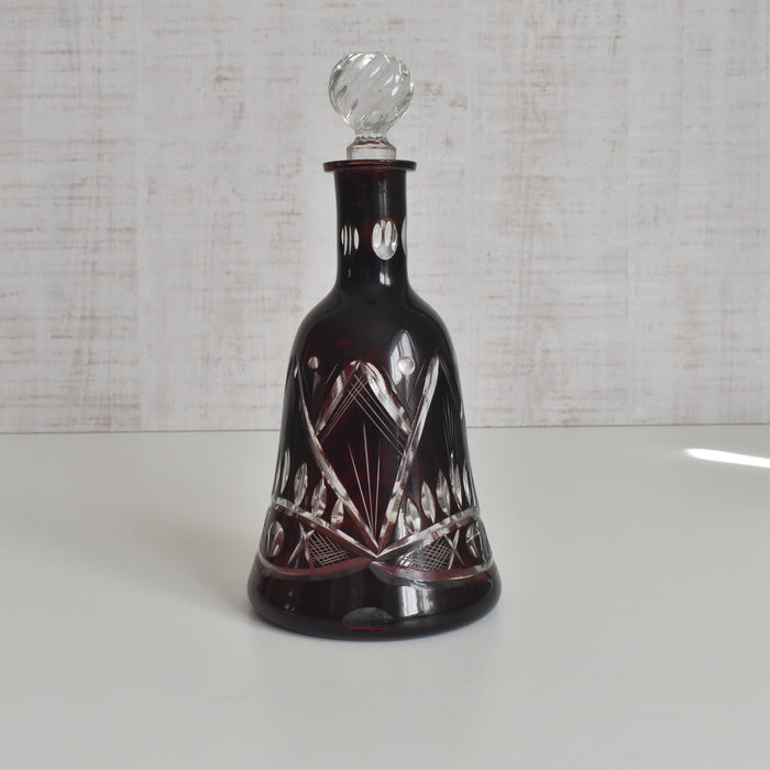 ヴィンテージボヘミアンガラス デキャンタ レッド
