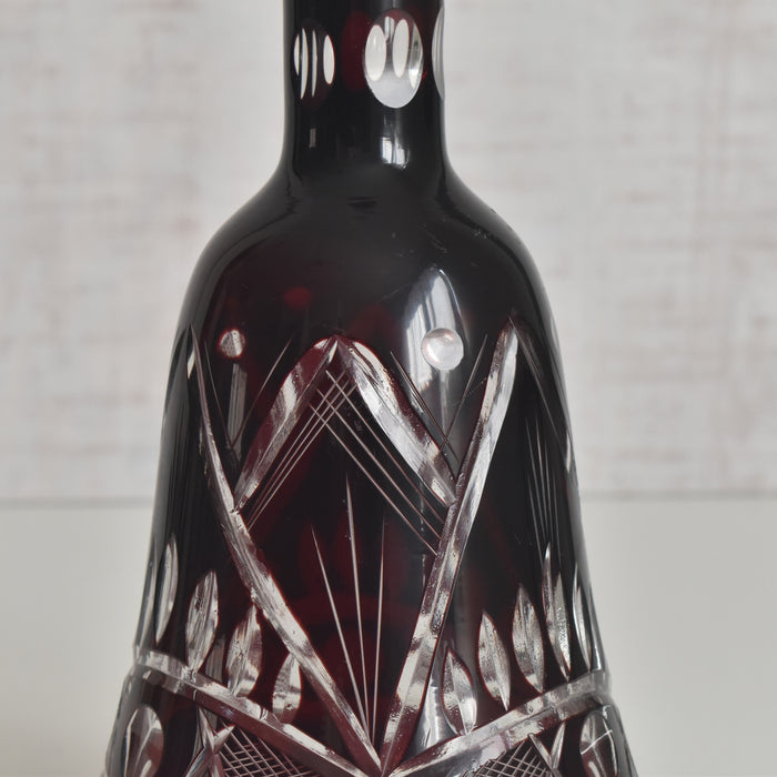 ヴィンテージボヘミアンガラス デキャンタ レッド