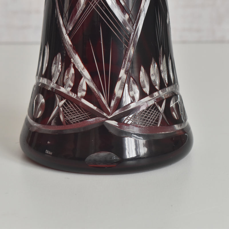 ヴィンテージボヘミアンガラス デキャンタ レッド