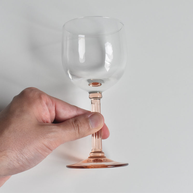 Vintage Red Wine Glass Luminarc Pink Stem