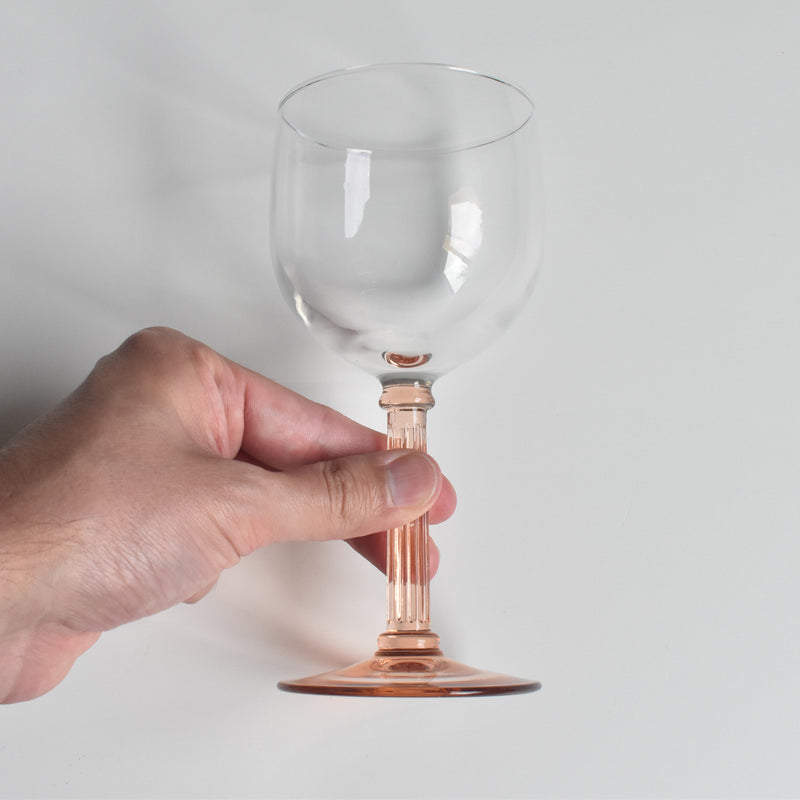 Vintage Luminarc Water Glass Pink Stem