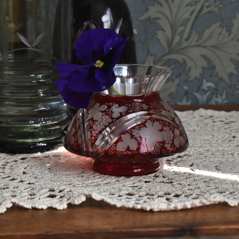 ヴィンテージボヘミアンガラス フラワーベース
