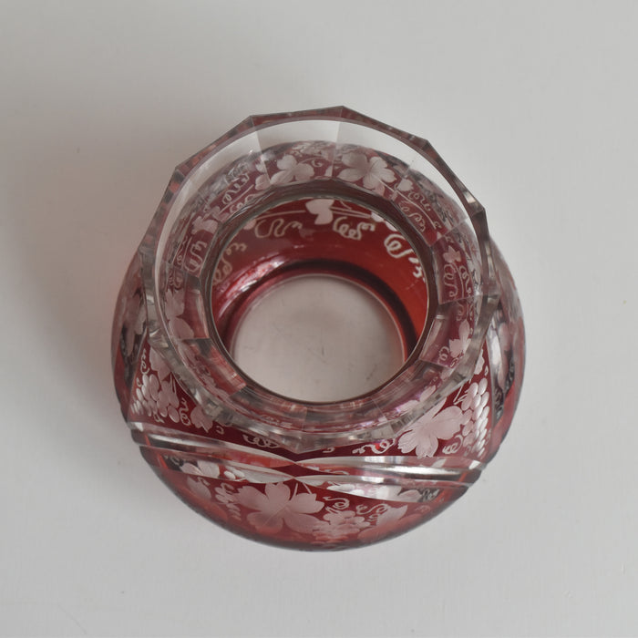 ヴィンテージボヘミアンガラス フラワーベース