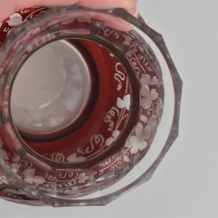 ヴィンテージボヘミアンガラス フラワーベース