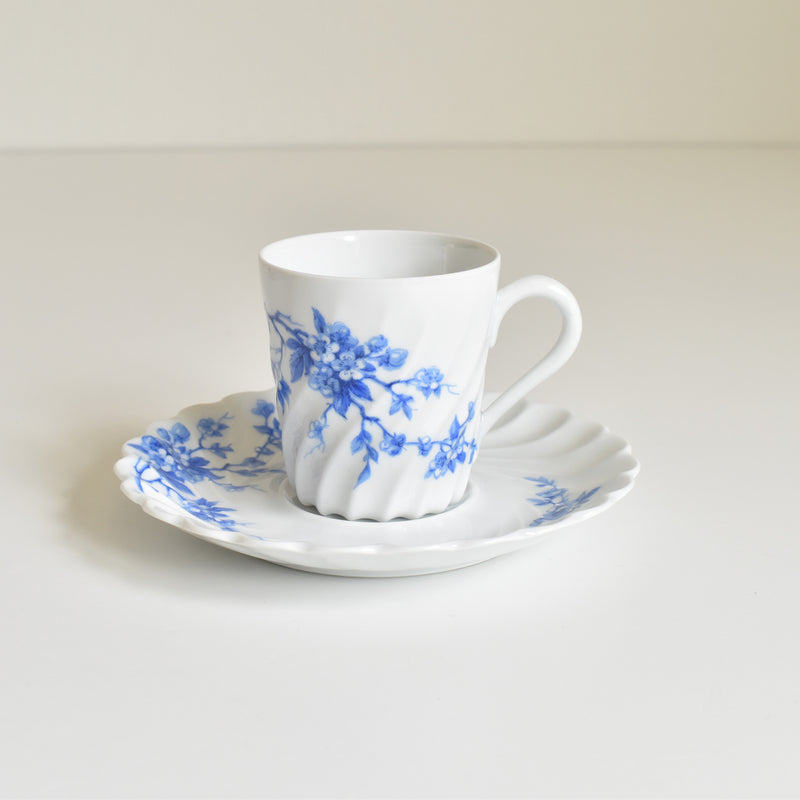 ヴィンテージコーヒーカップ＆ソーサー リモージュアビランド Cerisier Bleu (スリジエ ブルー）A