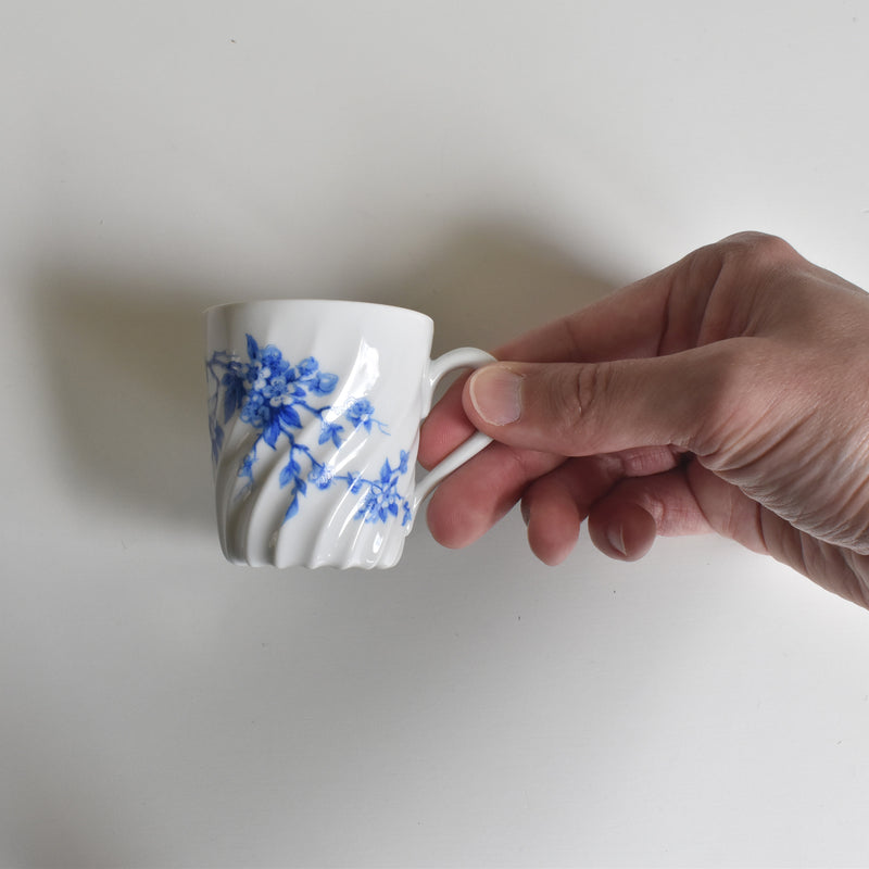 ヴィンテージコーヒーカップ＆ソーサー リモージュアビランド Cerisier Bleu (スリジエ ブルー）A