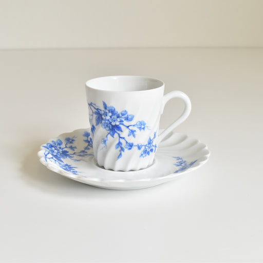 ヴィンテージコーヒーカップ＆ソーサー リモージュアビランド Cerisier Bleu (スリジエ ブルー）A
