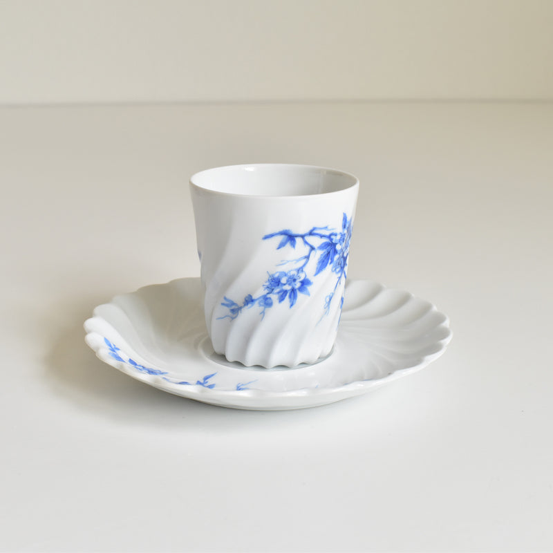 ヴィンテージコーヒーカップ＆ソーサー リモージュアビランド Cerisier Bleu (スリジエ ブルー）A