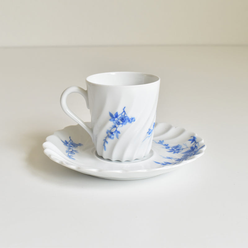 ヴィンテージコーヒーカップ＆ソーサー リモージュアビランド Cerisier Bleu (スリジエ ブルー）A