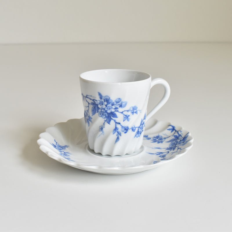 ヴィンテージコーヒーカップ＆ソーサー リモージュアビランド Cerisier Bleu (スリジエ ブルー）B