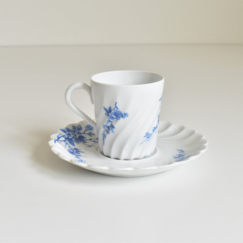 ヴィンテージコーヒーカップ＆ソーサー リモージュアビランド Cerisier Bleu (スリジエ ブルー）B