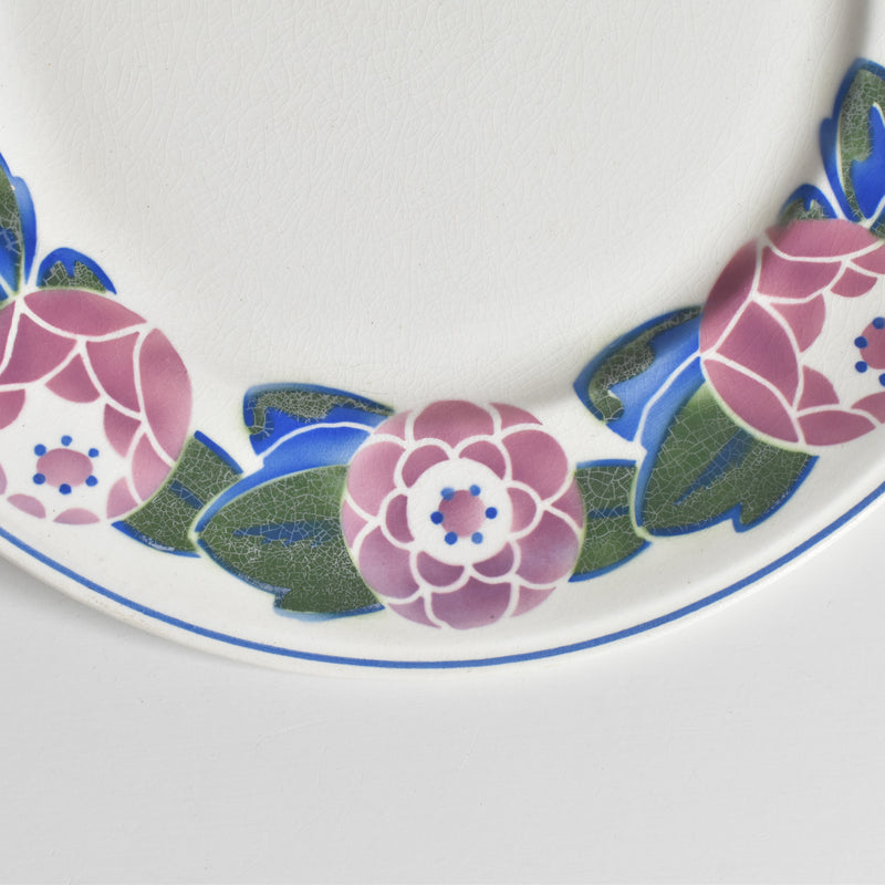 Vintage Cake Plate HBCM Creil-Montereau Roses 1925