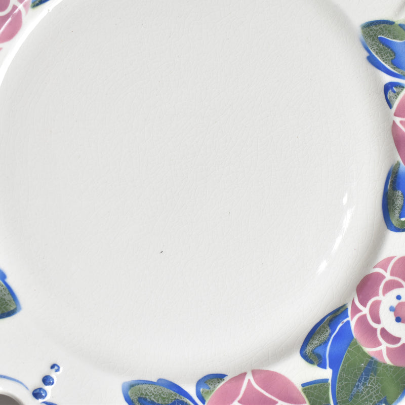 Vintage Cake Plate HBCM Creil-Montereau Roses 1925