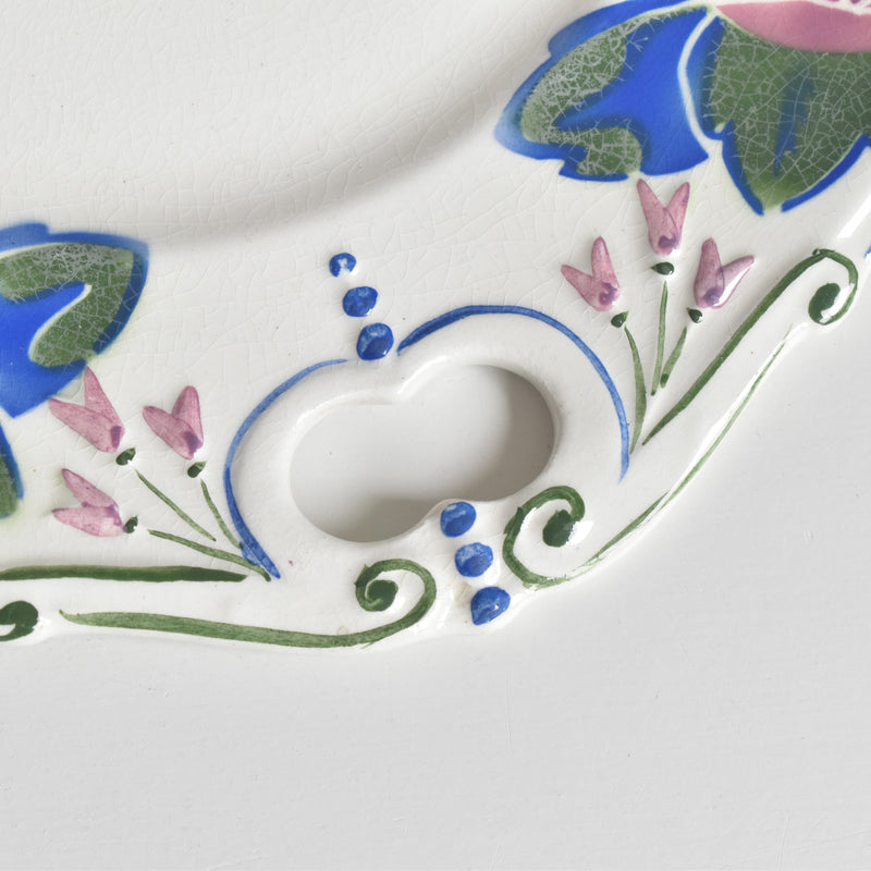 Vintage Cake Plate HBCM Creil-Montereau Roses 1925