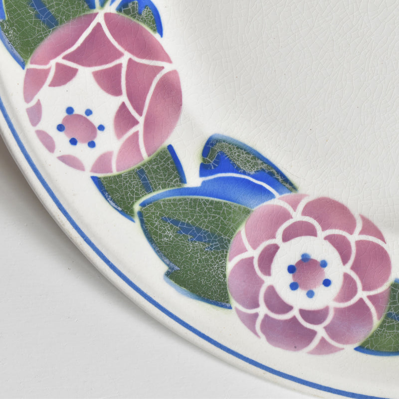 Vintage Cake Plate HBCM Creil-Montereau Roses 1925