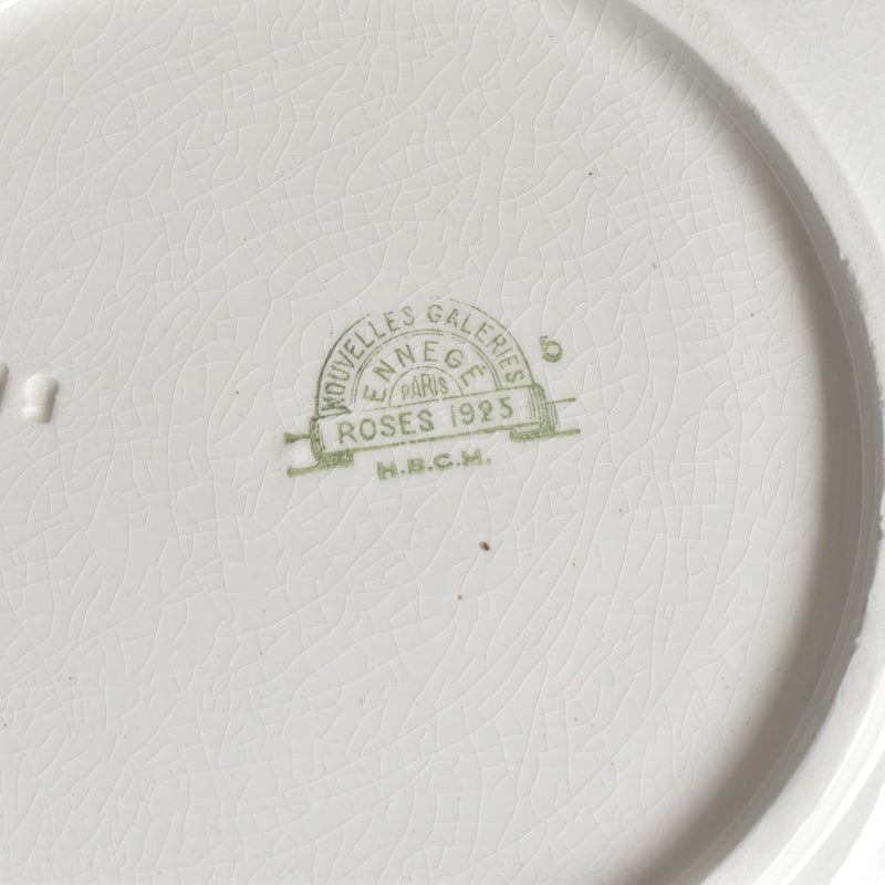 Vintage Cake Plate HBCM Creil-Montereau Roses 1925