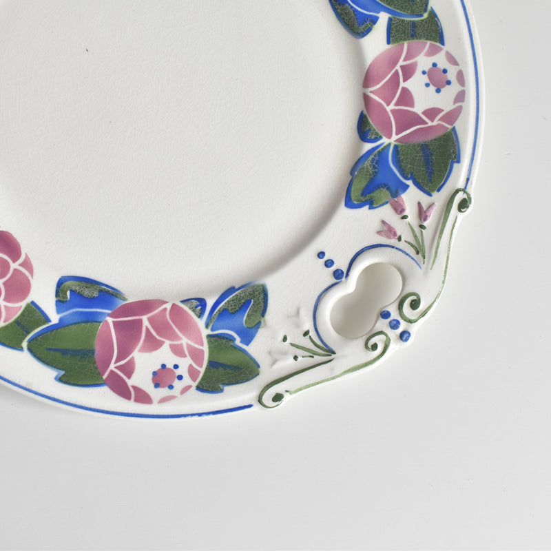 Vintage Cake Plate HBCM Creil-Montereau Roses 1925