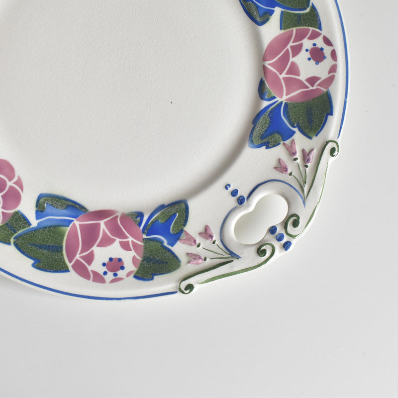 Vintage Cake Plate HBCM Creil-Montereau Roses 1925