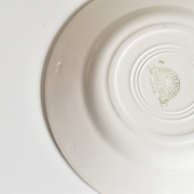 Vintage Dessert Plate HBCM Creil-Montereau Roses 1925 (Rose) A