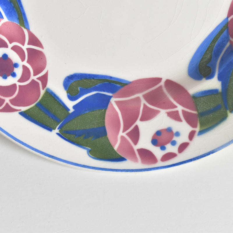 Vintage Dessert Plate HBCM Creil-Montereau Roses 1925 (Rose) B