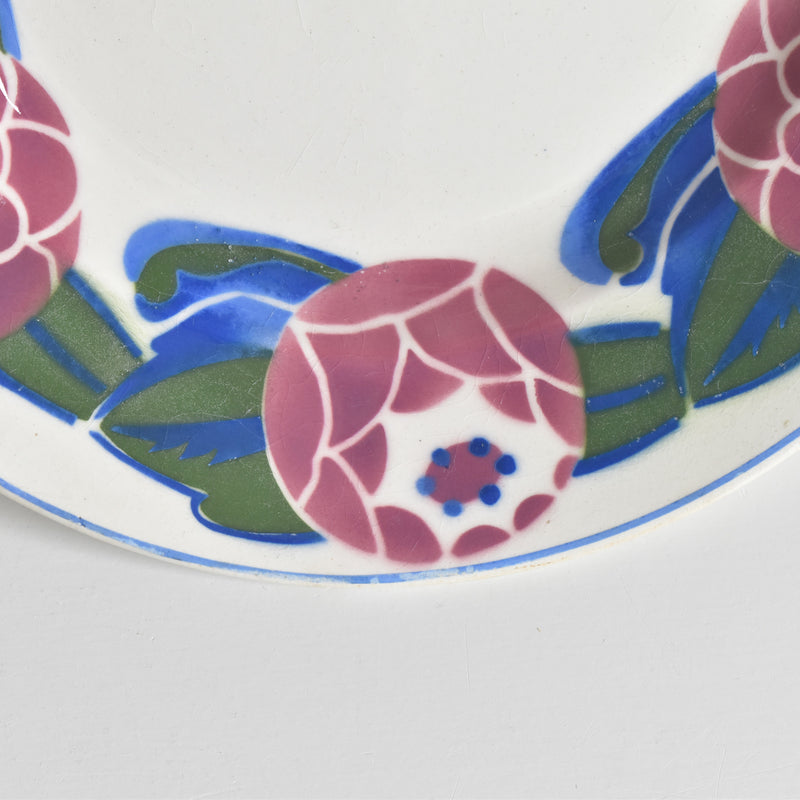 Vintage Dessert Plate, HBCM Creil-Montereau Roses 1925 (Rose) C