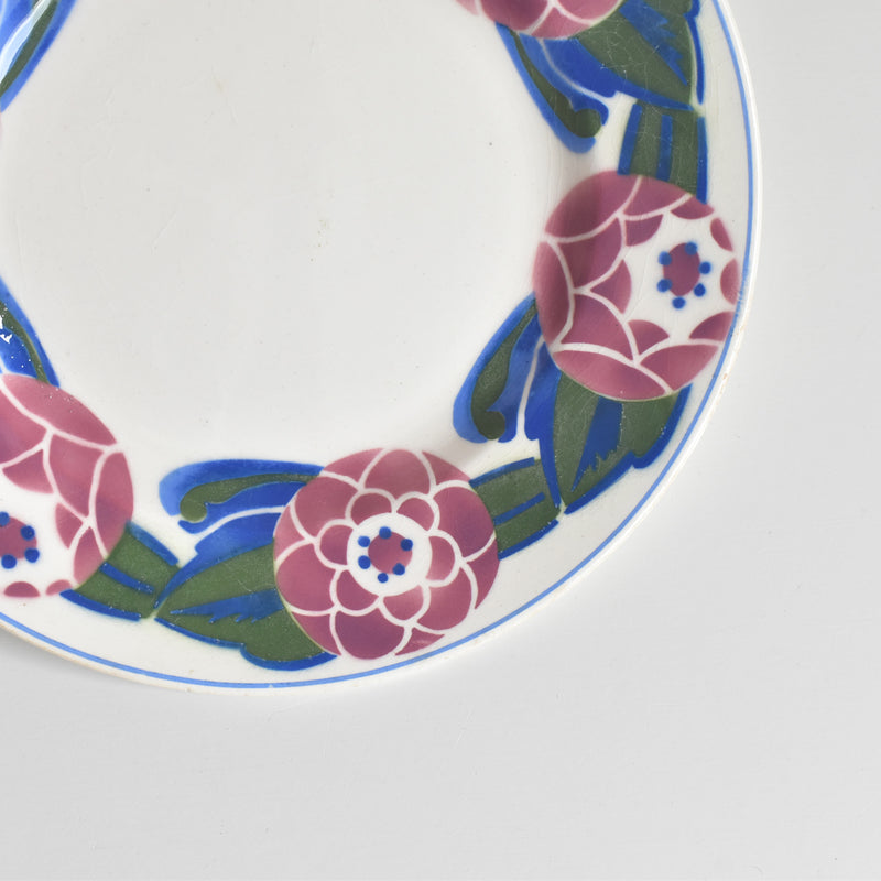 Vintage Dessert Plate, HBCM Creil-Montereau Roses 1925 (Rose) C