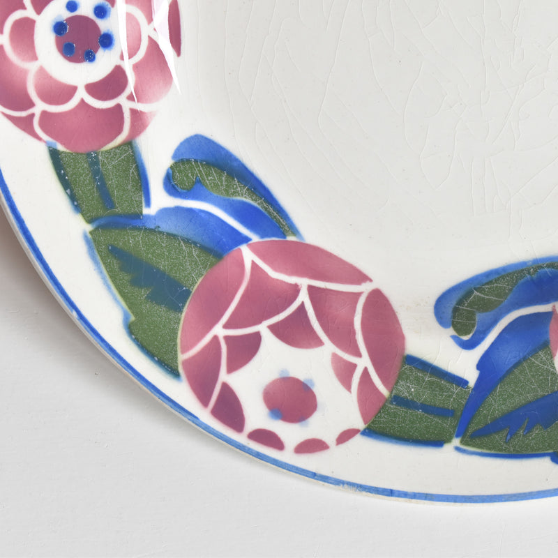 ヴィンテージデザートプレート HBCMクレイモントロー Roses 1925 (ローズ）E