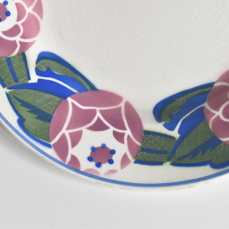 Vintage dessert plate HBCM Creil-Montereau Roses 1925 (Rose) F