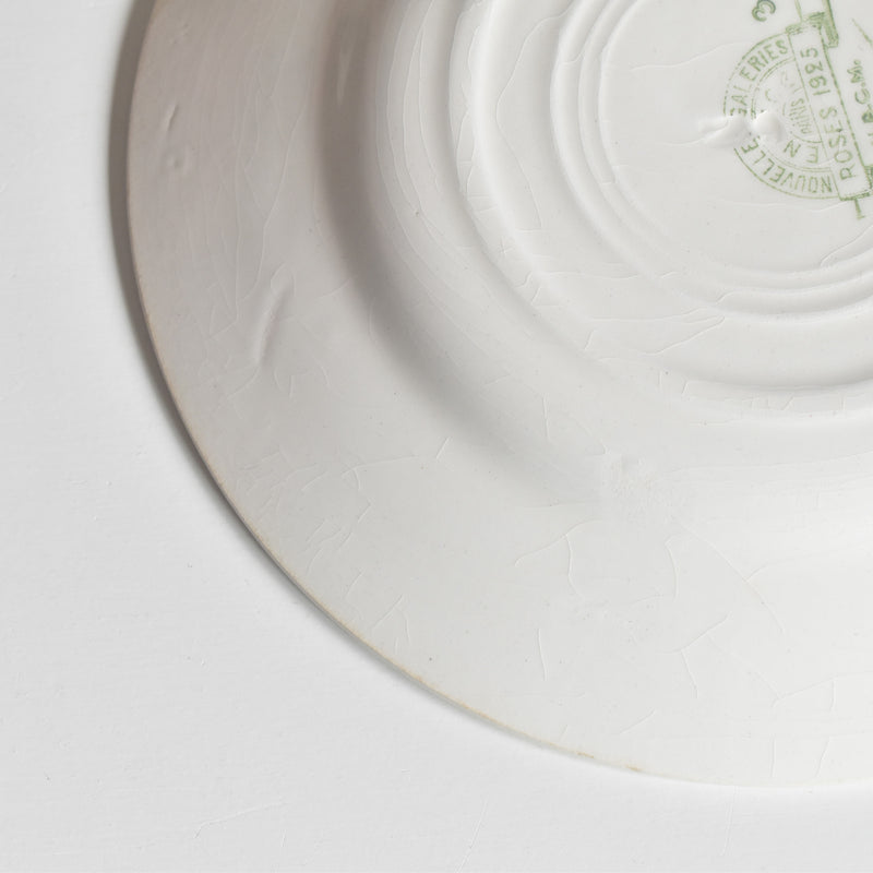 Vintage dessert plate HBCM Creil-Montereau Roses 1925 (Rose) F