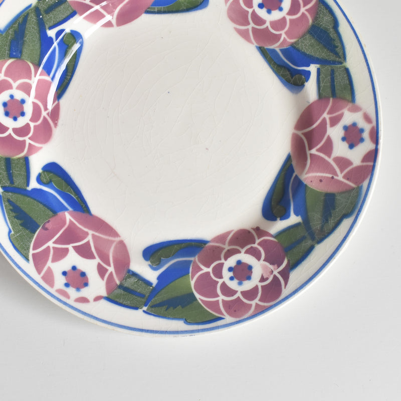 Vintage Dessert Plate HBCM Creil-Montereau Roses 1925 G