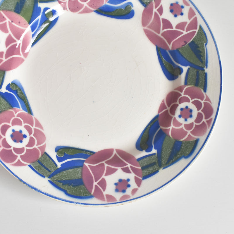 Vintage Dessert Plate HBCM Creil-Montereau Roses 1925 G