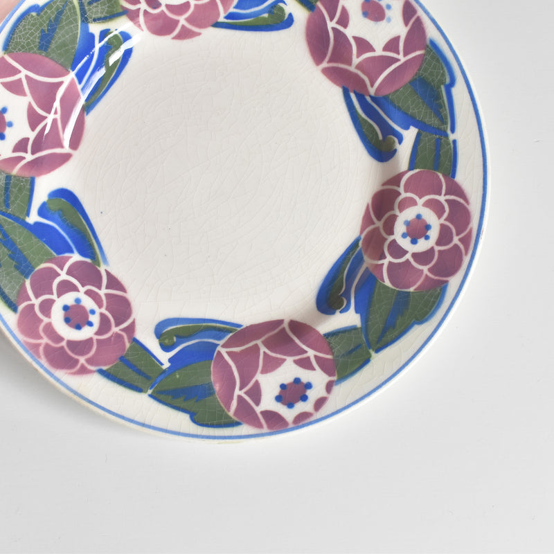 Vintage Dessert Plate HBCM Creil-Montereau Roses 1925