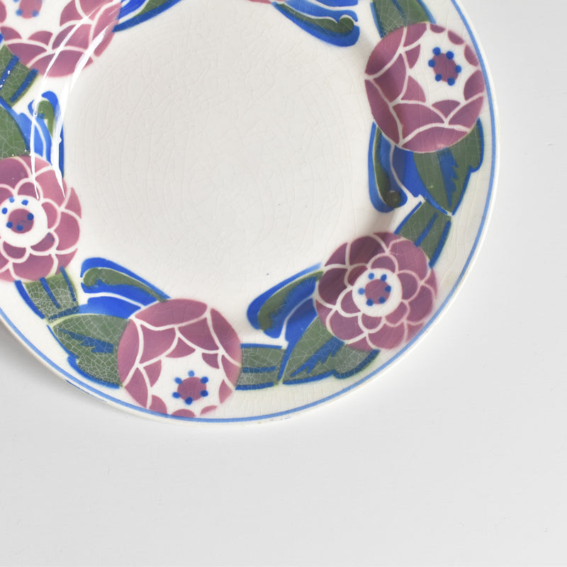 Vintage Dessert Plate HBCM Creil-Montereau Roses 1925