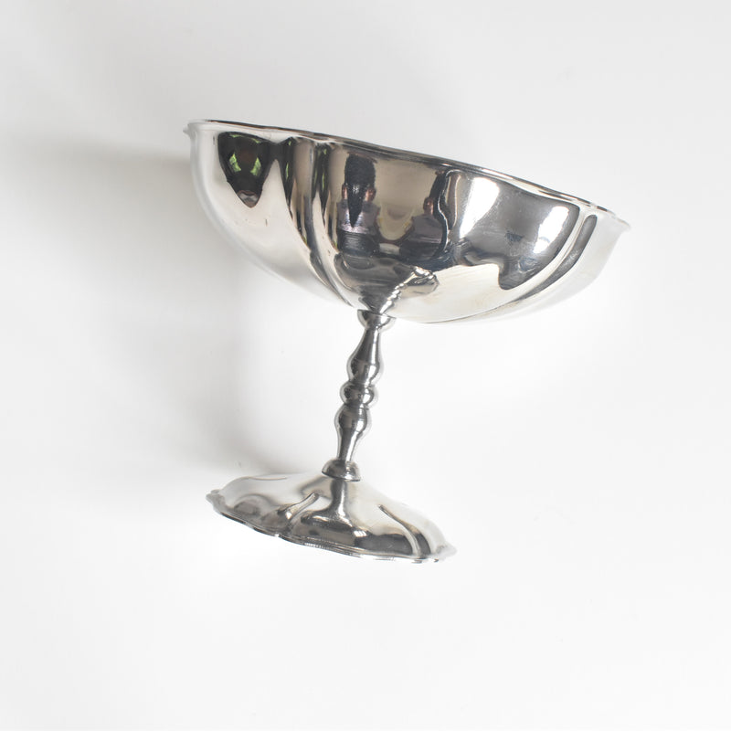 ヴィンテージ ステンレス アイスクリームクープ 花リム スプーン付き（Lサイズ）