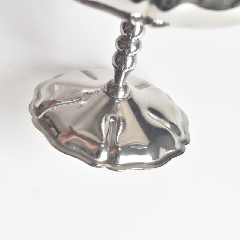 ヴィンテージ ステンレス アイスクリームクープ 花リム スプーン付き（Lサイズ）