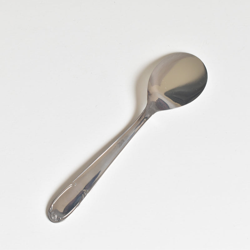 ヴィンテージ ステンレス アイスクリームクープ 花リム スプーン付き（Lサイズ）