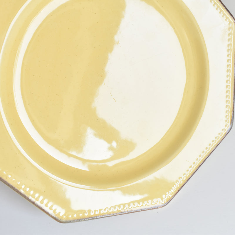 Vintage Dessert Plate, Le Peu-Laval, Octagonal Yellow A
