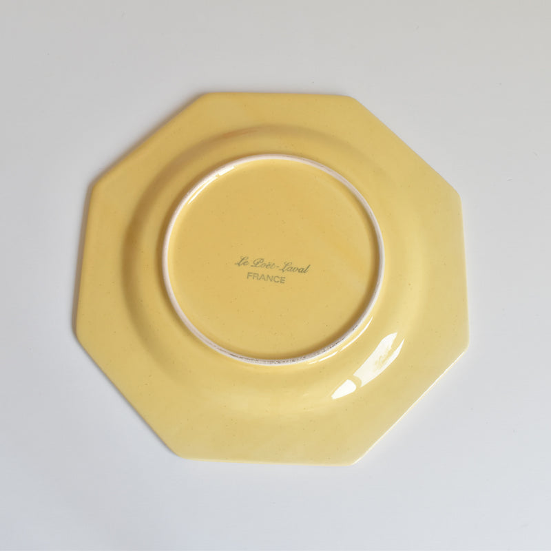 Vintage Dessert Plate, Le Peu-Laval, Octagonal Yellow A