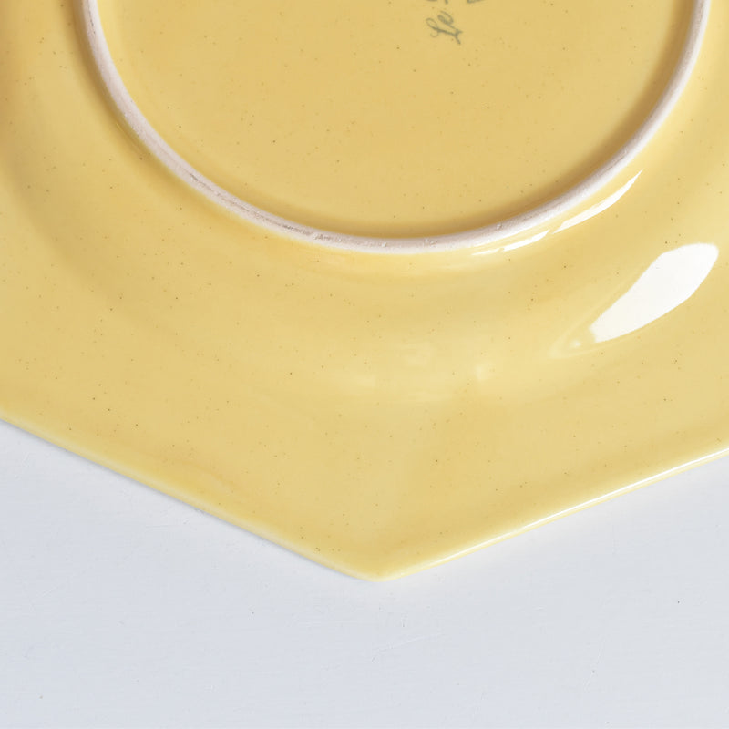Vintage Dessert Plate, Le Peu-Laval, Octagonal Yellow A