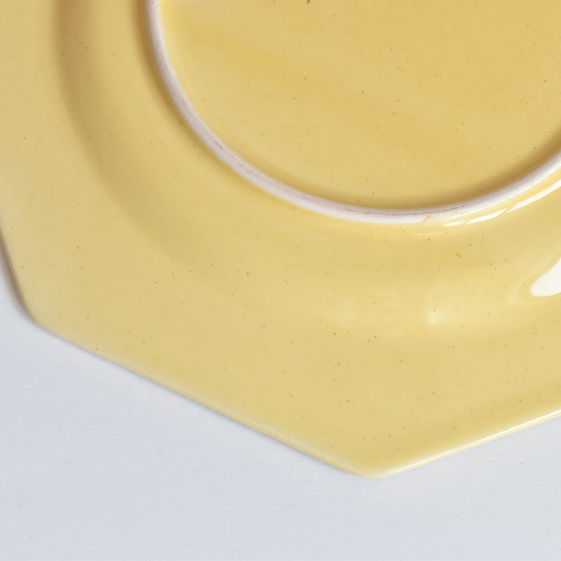 Vintage Dessert Plate, Le Peu-Laval, Octagonal Yellow A