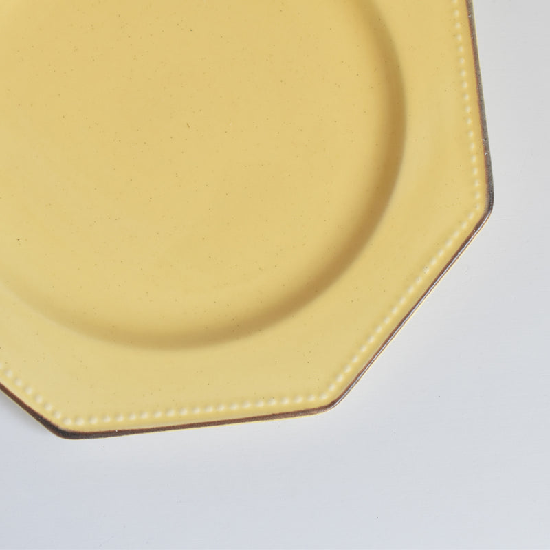 Vintage Dessert Plate, Le Peu-Laval, Octagonal Yellow A