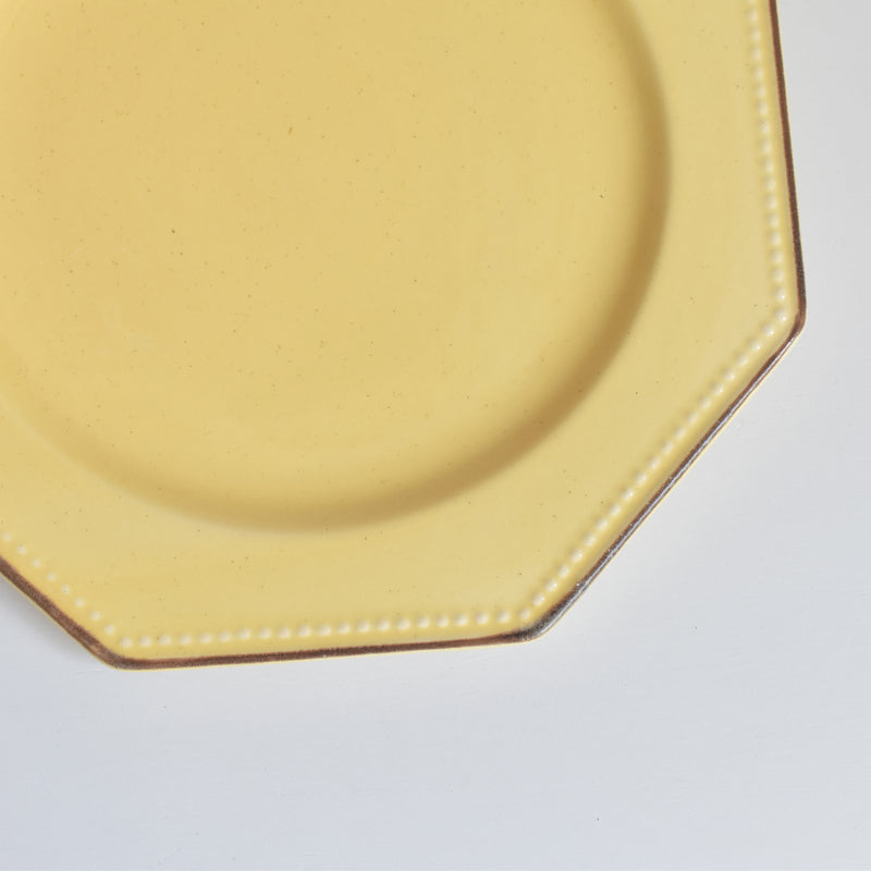 Vintage Dessert Plate, Le Peu-Laval, Octagonal Yellow A