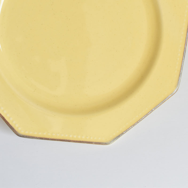 Vintage Dessert Plate, Le Poët-Laval, Octagonal, Yellow C