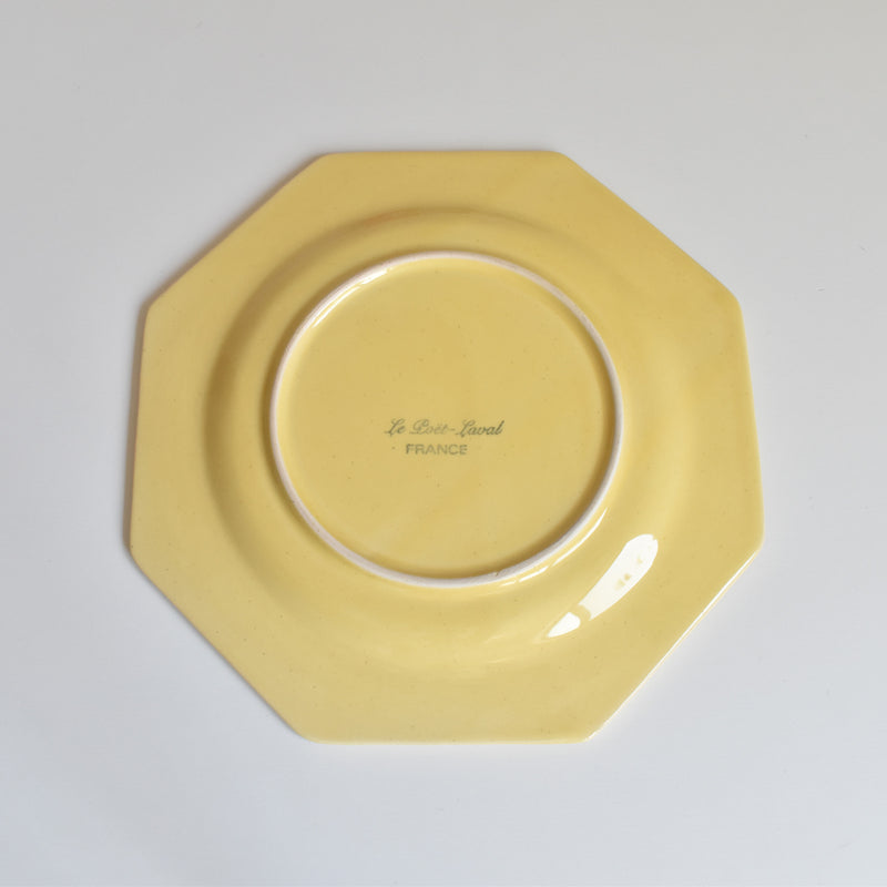 Vintage Dessert Plate, Le Poët-Laval, Octagonal, Yellow C