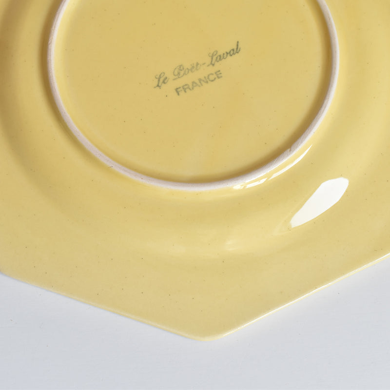 Vintage Dessert Plate, Le Poët-Laval, Octagonal, Yellow C