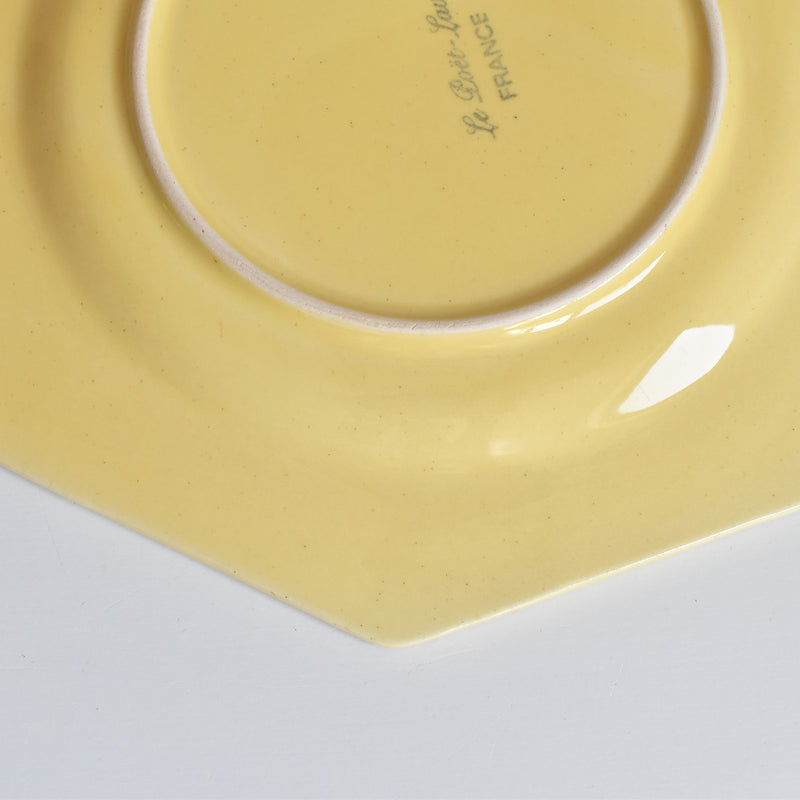 Vintage Dessert Plate, Le Poët-Laval, Octagonal, Yellow C