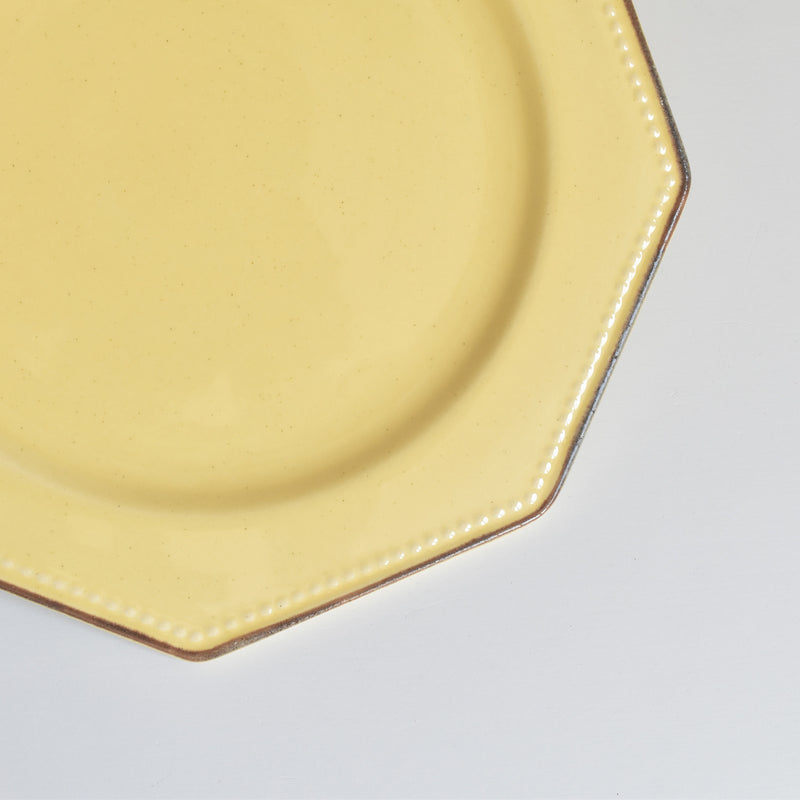 Vintage Dessert Plate, Le Poët-Laval, Octagonal, Yellow C