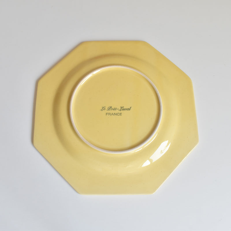 Vintage Dessert Plate, Le Poët-Laval, Octagonal, Yellow D