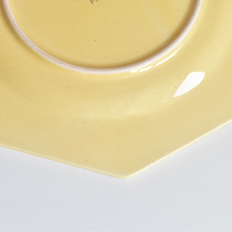 Vintage Dessert Plate, Le Poët-Laval, Octagonal, Yellow D