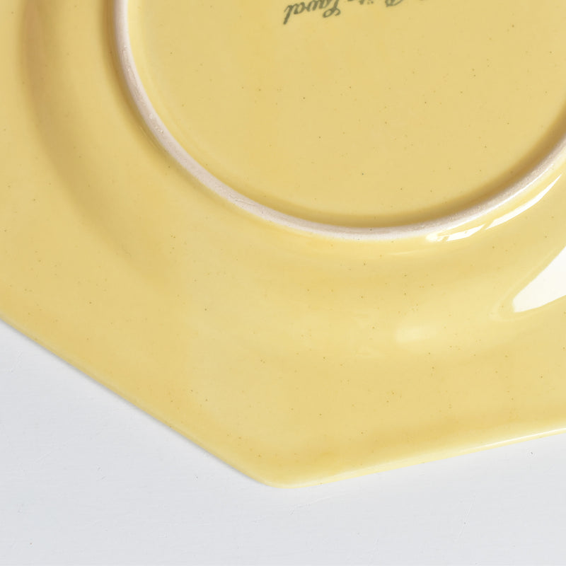 Vintage Dessert Plate, Le Poët-Laval, Octagonal, Yellow D